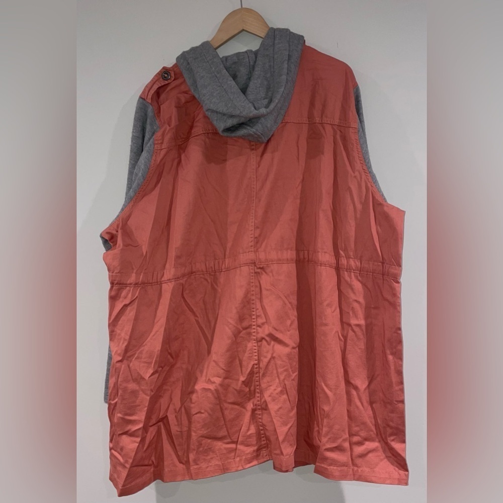 NEW Torrid Twill Hacci Sleeve Anorak Utility Jacket, Pink/Gray Plus Size 4X/26W - Picture 8 of 10